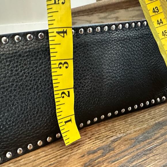 Michael Kors Black Leather Silver Studed Shoulder Bag - Picture 4 of 11